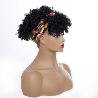 Afro Puff Curly Headband Wig for  Women