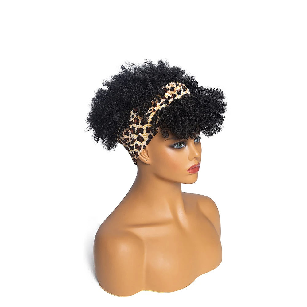 Afro Puff Curly Headband Wig for  Women