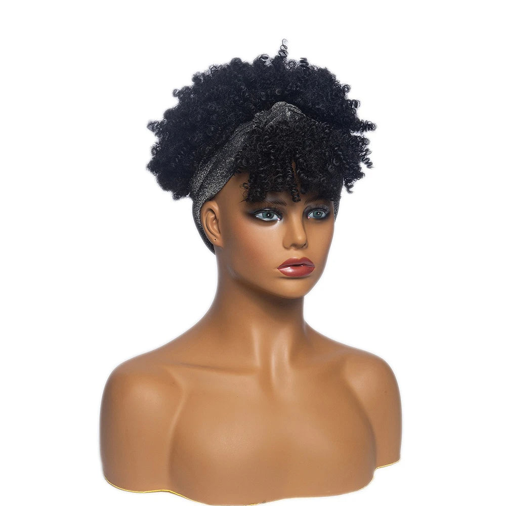 Afro Puff Curly Headband Wig for  Women