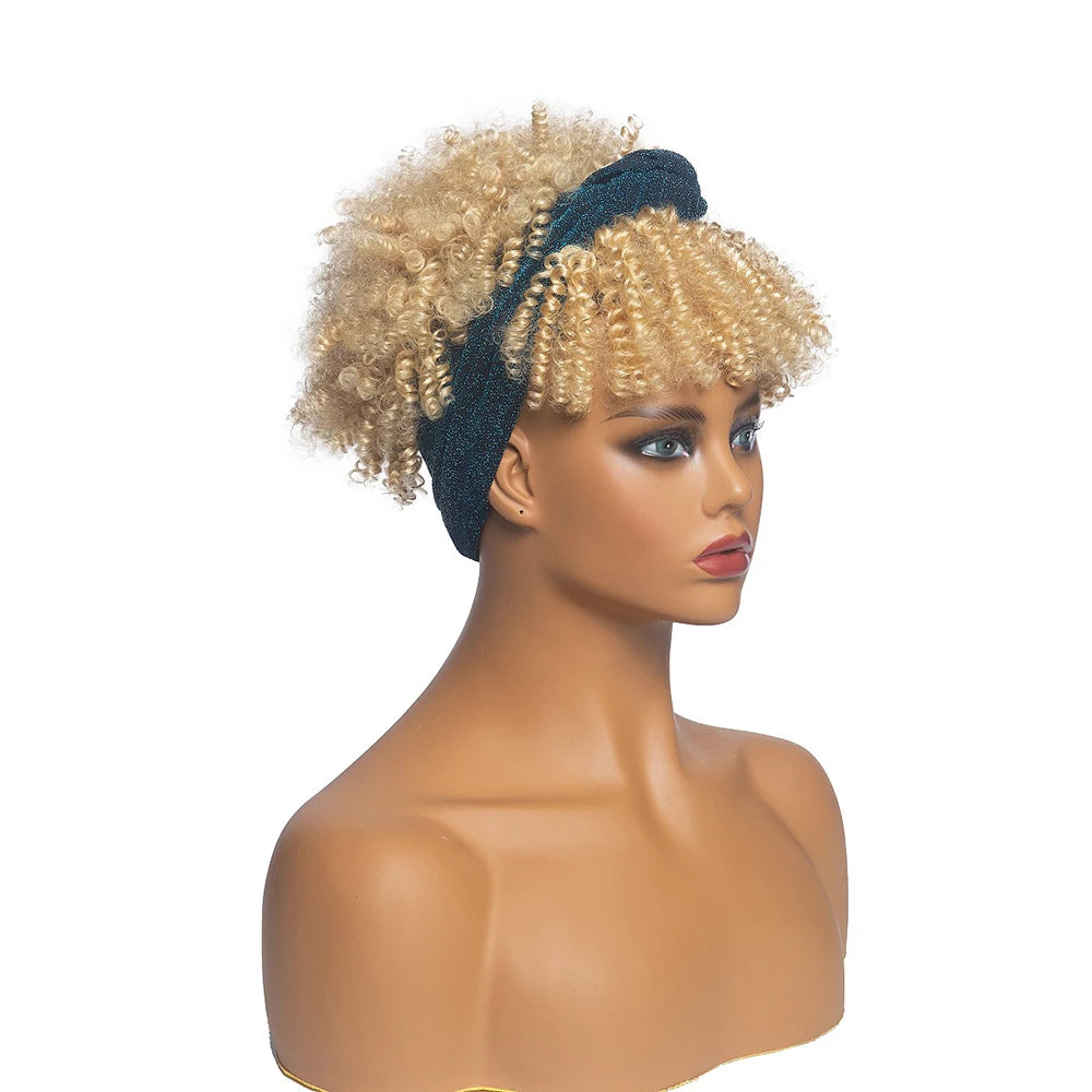 Afro Puff Curly Headband Wig for  Women