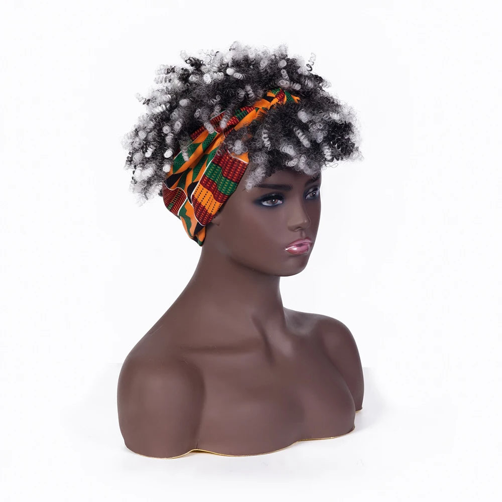 Afro Puff Curly Headband Wig for  Women