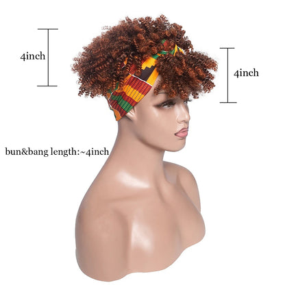 Afro Puff Curly Headband Wig for  Women