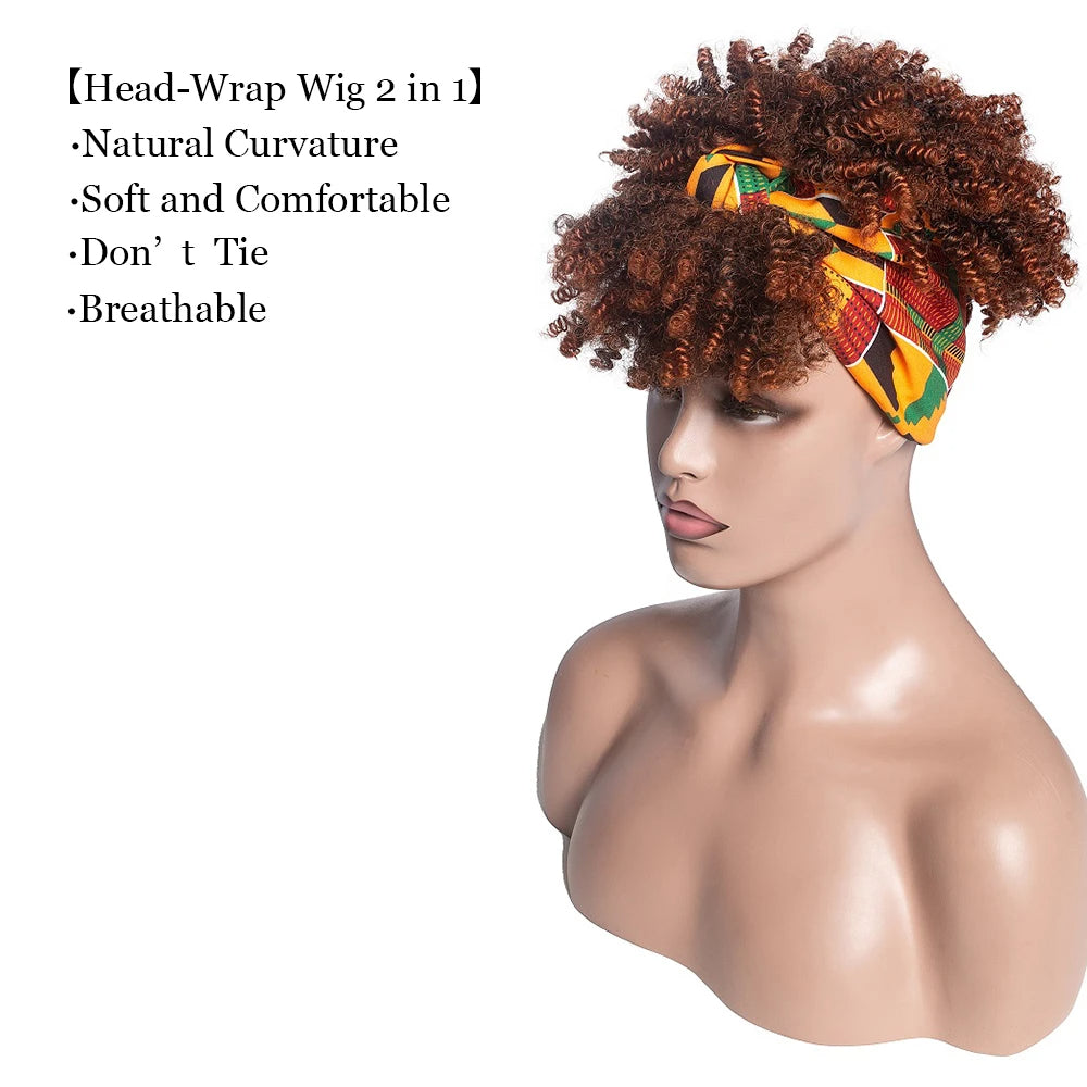 Afro Puff Curly Headband Wig for  Women