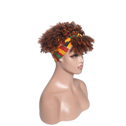 Afro Puff Curly Headband Wig for  Women