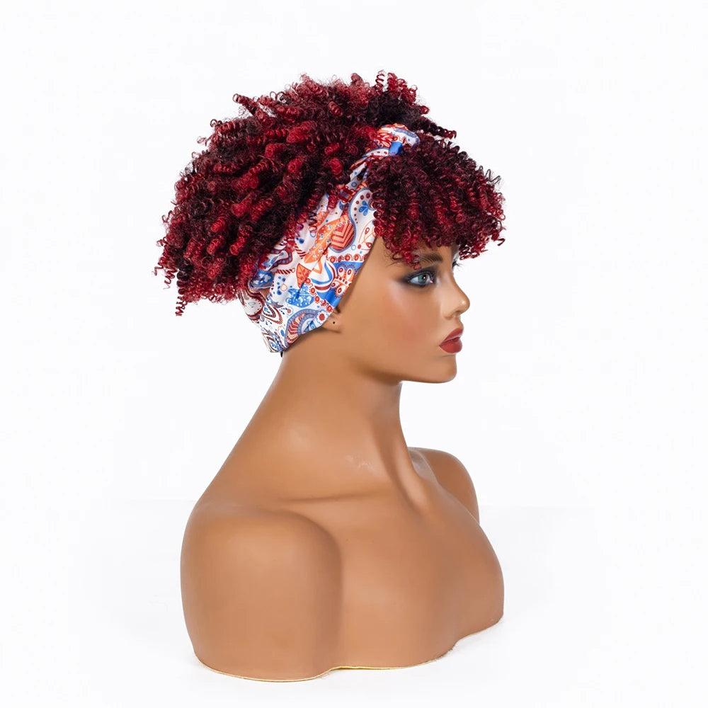 Afro Puff Curly Headband Wig for  Women