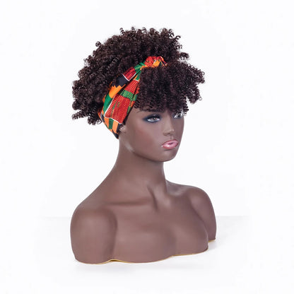 Afro Puff Curly Headband Wig for  Women